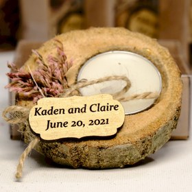 Resim Kişiye Özel Ahşap Mumluk Düğün Hediyeleri, Nikah Hediyeleri, Nişan Hediyeleri 