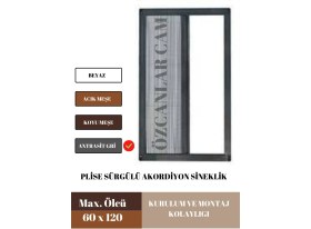 Resim Mediterian 60 x 120 Plise Pileli Sürgülü Sineklik 0-60 x 0-120 Cm(Pencere) Pilise Sineklik Akordiyon 