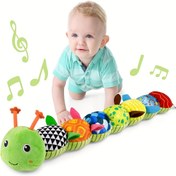 Resim Yumuşak Duyusal Dolu Hayvan, Renkli Bölümler ve Düğme Pil ile Müzikli Tummy Time Geliştirici Oyun için CATERPILLAR Şekilli Bebek - Yeni Doğan Erkek & Kızlar İçin, Yenidoğan Eğlencesi 