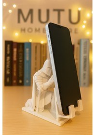 Resim Ortaçağ Şovalyesi Telefon Tutucu Standı Beyaz 