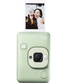 Resim Instax Mini Liplay Hybrid Matcha Green Fotoğraf Makinesi + 20'li Film Albüm + Deri Kılıf Set 