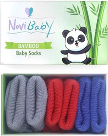 Resim Novibaby 3'lü Bambu Yenidoğan Bebek Çorabı I Winter Mix I 0-6 ay "Karışık Renkli" 