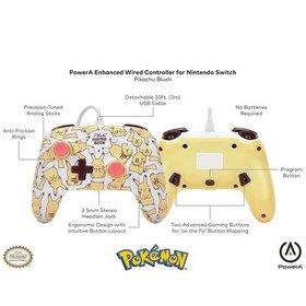 Resim Nintendo Switch Kablolu Oyun Kolu Lisanslı Pikachu Blush 