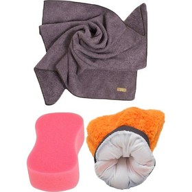 Resim Autofresh Oto Yıkama Kurulama Araç Cam Temizlik Mikrofiber Bez Eldiven Yıkama Seti 3'lü 