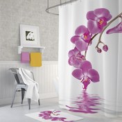 Resim Tropik Orchid Banyo Duş Perdesi Tek Kanat 1 x 180 x 200 cm 