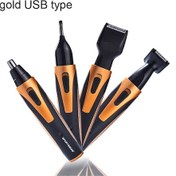 Resim Sones Sportsman Dörtlü Usb Şarj Edilebilir Kulak Burun Düzeltici Sakal Yüz Tıraş Makinesi Kaş Saç Düzeltici Erkekler İçin Altın 