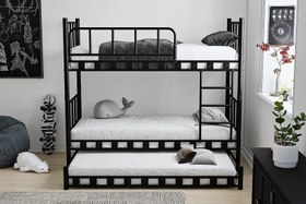 Resim Argimo Zambak Yavrulu Genç Çocuk Odası Metal Ranza ve Karyola - 90x190 / Beyaz 