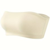Resim Seksili Askılı Bandeau Sütyen, Naylon %95 Elastan %5 Örgü Kumaş, Görünmez Konfor, Düz Renk, Ped Yoksun, Telsiz, 170gsm - Yetişkin Beden 