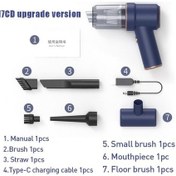 Resim 80000pa 2 İn 1 Araba Elektrikli Süpürge Kablosuz Şarj Basınçlı Hava Silgi El Yüksek Güçlü Hava Üfleyici Silgi Ev Ofis Için 117cd Upgrade Blue 