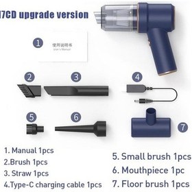 Resim 80000pa 2 İn 1 Araba Elektrikli Süpürge Kablosuz Şarj Basınçlı Hava Silgi El Yüksek Güçlü Hava Üfleyici Silgi Ev Ofis Için 117cd Upgrade Blue 