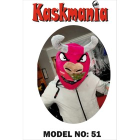 Resim Kaskmania Kask Kılıfı Peluş Kırmızı Boğa 