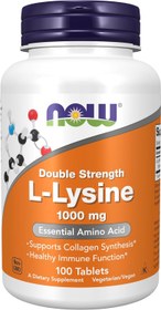 Resim NOW Foods, Double Strength L-Lysine Lizin Çift Güçlü, Amino Asit 1,000 mg, 100 Tablet 
