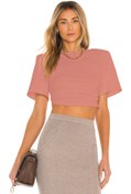 Resim By Kul Design Kadın Pudra Yanı Büzgülü İpek Jarse Crop Top 