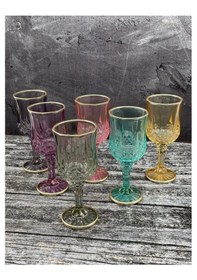 Resim 6 Lı Renkli Cam Kahve Yanı Su Bardağı Bardak 150ml 