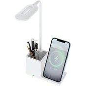 Resim S-link SL-M9054 Beyaz TypeC 10W Kablosuz Şarj Cihazı Kalemlikli Masa Lambası 