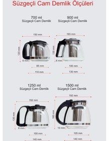 Resim Kapris 1500 Ml Çelik Süzgeçli Cam Demlik Beyaz 7488 Beyaz 