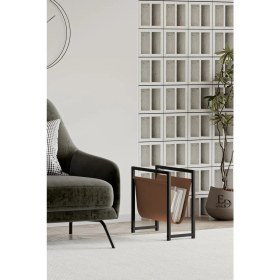 Resim ED Efelez Design Coral Koltuk Yanı Dergilik , Gazetelik , Kitaplık, Siyah Metal - Taba Deri 