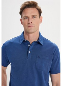 Resim AC&Co / Altınyıldız Classics Erkek Laci Comfort Fit Rahat Kesim Polo Yaka Pamuklu Kısa Kollu Tişört Lacivert 