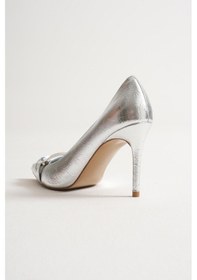 Resim Corine Kadın Gümüş Metal Aksesuarlı Sivri Burun Yüksek İnce Topuklu Ayakkabı Stiletto 9 Cm Gümüş 
