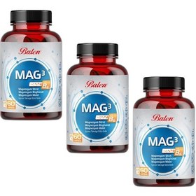 Resim Balen Mag 3 Magnezyum Sitrat Bisglisinat Malat 679 Mg Takviye Edici Gıda 3 x 60 Kapsül 