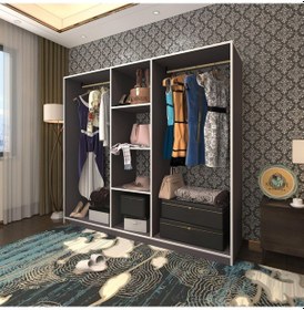 Resim Kenzlife giysi dolabı temel 180*200*40 gri gardırop 