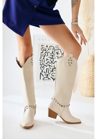 Resim Limoya Caarina Bej Çıkarılabilir Konçlu Çizme-bot 001 