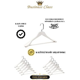 Resim Takım Elbise Askısı Business Class 44 Cm İtalyan Kanca Masif Ahşap Ceket Palto Askısı 3 Adet Diğer 