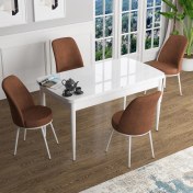 Resim Canisa Concept Han Serisi 70X114, Açılabilir Mdf Mutfak Masa Takımı, Beyaz Masa ve 4 Sandalye 
