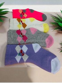 Resim RENKYAPI 4 Adet Kısa Çorap 5-6 Yaş Kışlık Kız Çocuk Havlu Çorap, % 80 Pamuklu Soket Çorap, 