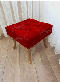 Resim Kapitoneli Makyaj Pufu Ayak Ucu Puf Gold Ayak 45 45 Kırmızı 