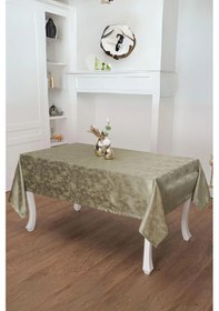 Resim Kristal Jakar Süet Kumaş Haki Masa Örtüsü Dikdörtgen 140x200 Cm - 1311 Çok Renkli 
