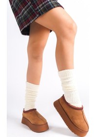 Resim Asmi Shoes Kadın Rose İçi Tüylü Düz Taban Ayakkabı - Yarım Bot Taba Taba 