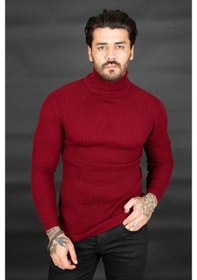 Resim Deepsea Erkek Bordo Balıkçı Yaka Örme Kazak 2100015 Bordo 