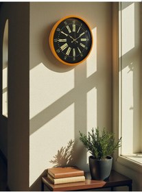 Resim 36 Cm Turuncu Dekoratif Duvar Saati Hardal 