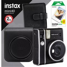 Resim Instax Mini 40 Fotoğraf Makinesi-Çanta-Albüm-20'li Film Seti Siyah 