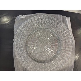 Resim 8 Li 33 Cm Şeffaf Desenli Cam Sunum Tabağı Seti Yuvarlak Servis Tabağı Supla Şeffaf 