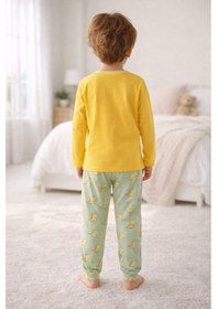 Resim Aden Kids Pamuk Çocuk Uzun Kollu İnce Pijama Takımı Yeşil 