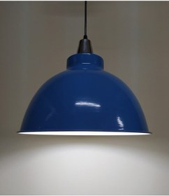 Resim Riolight Mavi Içi Beyaz Tekli Krom Askılı Metal Sarkıt 