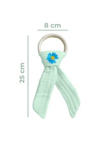 Resim Pamuk Muslin Bebek Diş Kaşıyıcı Yıkanabilir Ahşap Desenli Mnt Mint Yeşili 
