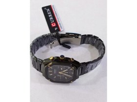 Resim Curren Çelik Kordonlu, Siyah Kaplama, Kronometreli, Takvimli, Su Geçirmez, 2 Yıl Garantili Erkek Kol Saati 