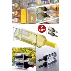 Resim Munico 2 Adet Alkol Plastik Organizatör Kiler Için Evrensel Ayakta Istifleme Şeffaf Şarap Rafı Şişe Tutucu 