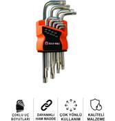 Resim HAS-TEC 9 Parça Yıldız Alyan Anahtar Seti | Parlak Nikel Kaplama, Profesyonel Torx Anahtarlar, Alyan Set 