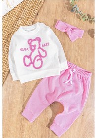 Resim Babymod Ayıcık Figürlü Bandanalı 3'lü Kız Bebek Takım 001 