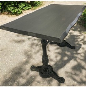 Resim Cafe Masa Köknar Kütük Masa Siyah Aslan Ayak 180x90 Siyah 