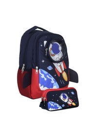 Resim Cennec Umt5042+umt5044 Sırt Çantası Ve Kalemlik Seti Lacivert Kırmızı - 3d Astronot - Erkek Çocuk Lacivert - Kırmızı 