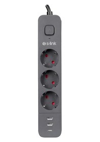 Resim S-link Spg03u 1.5 M 3'lü Anahtarlı Akım Korumalı Priz 