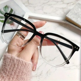 Resim Kadınlar ve Erkekler için Hafif Dayanıklı Plastikten Minimalist Modern Çerçeve - Siyah Büyük Dikdörtgen Gözlük, Günlük Moda için Dekoratif Görüş Etkisi Olmayan Gözlükler, Şık Çerçeve Tasarımı 