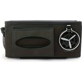 Resim Dashanshop Siyah 1 Adet Pu Deri Çok Fonksiyonlu Araç Kolçak Saklama Organizeri Bardak Ve Peçetelik 