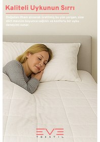 Resim %100 Merinos Kuzu Yünlü Pamuklu Antialerjik Çift Kişilik Yorgan 195x215 Cm Beyaz 