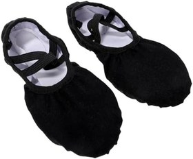 Resim VANZACK 1 Çift Dans Ayakkabıları Yürümeye Başlayan Bale Ayakkabıları Bölünmüş Taban Balesi Yumuşak Deri Bale Ayakkabıları Çocuk Terlik Kız Çocuk Inek Derisi Bayan Ayakkabıları Bağcıklı 